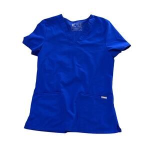 FIGS caterina sz Small blue scrub top colorful nurses medical